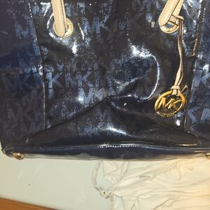 Michael Kors Glossy Dark Blue Tote